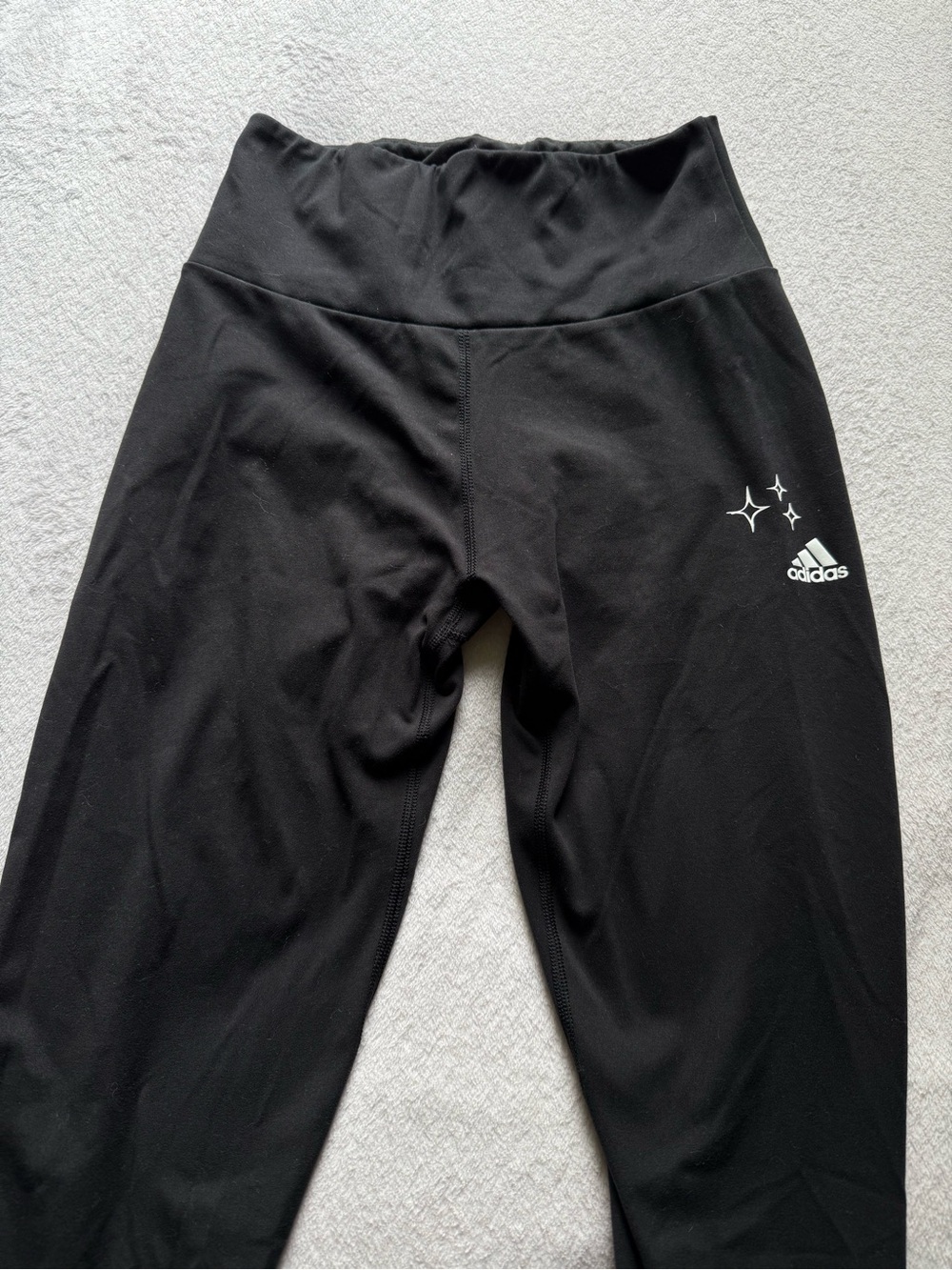 adidas Black Girls' High-Waist Sparkle Logo Leggings